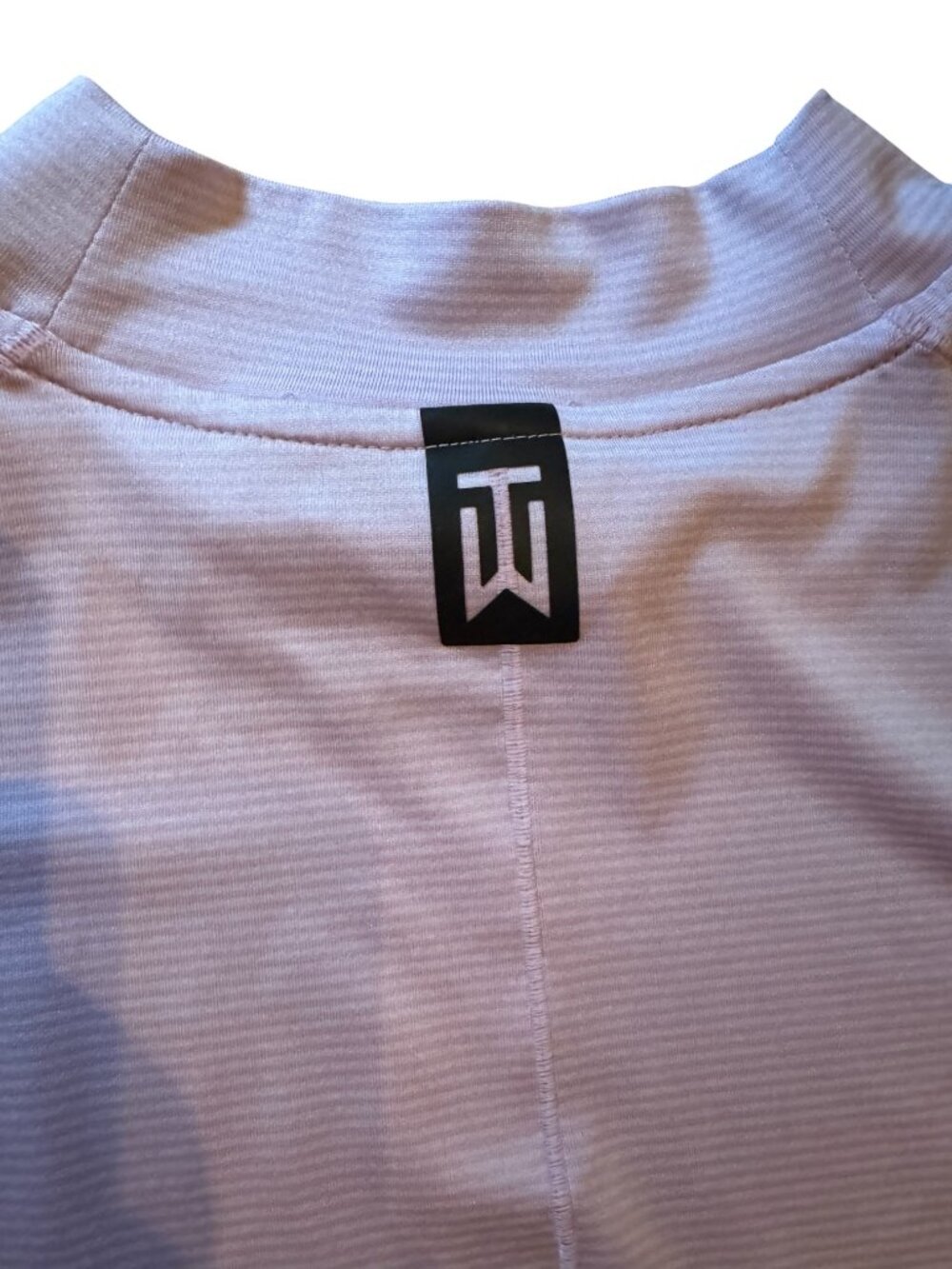 Nike Tiger Woods Dri-FIT Mock Neck Golf Shirt XL Lavender Micro-Stripe EUC